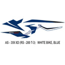 Graphics Sticker Set for Bajaj Pulsar RS 200 | Type 3 | White Vehicle | Blue Sticker