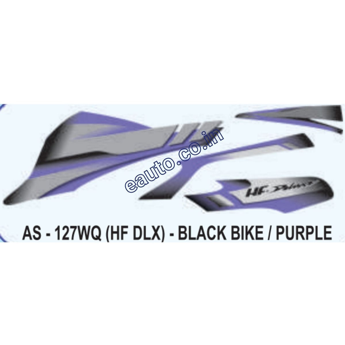 Graphics Sticker Set for Hero HF Deluxe | Black Vehicle | Purple Stick