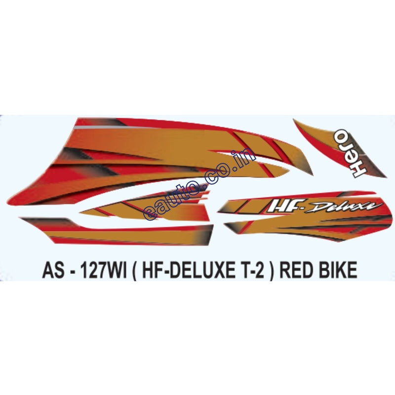 Graphics Sticker Set for Hero HF Deluxe | Type 2 | Red Vehicle | Both