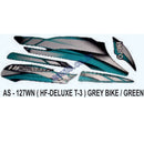 Graphics Sticker Set for Hero HF Deluxe | Type 3 | Grey Vehicle | Green Sticker