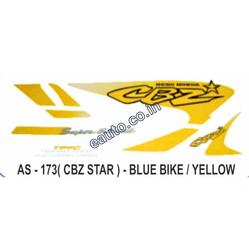 Graphics Sticker Set for Hero Honda CBZ Star | Blue Vehicle | Yellow Sticker