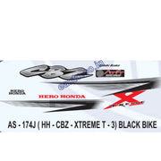Graphics Sticker Set for Hero Honda CBZ Xtreme | Type 3 | Black Vehicle | Both Sides