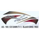 Graphics Sticker Set for Hero Honda CD Dawn | Type 1 | Black Vehicle | Red Sticker