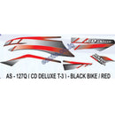 Graphics Sticker Set for Hero Honda CD Deluxe | Type 3 | Black Vehicle | Red Sticker