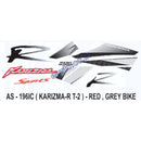 Graphics Sticker Set for Hero Honda Karizma R Sports | Type 2 | Grey Vehicle | Red Sticker