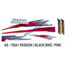 Graphics Sticker Set for Hero Honda Passion | Black Vehicle | Pink Sticker