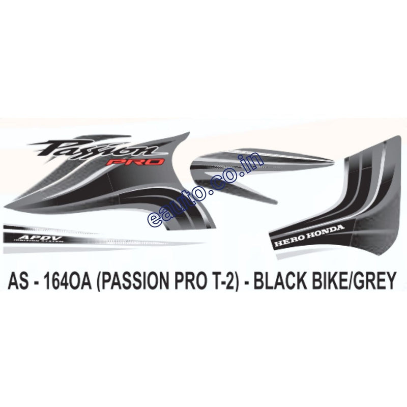 Graphics Sticker Set for Hero Honda Passion Pro Type Black Vehicle Grey Sticker Both Sides