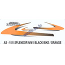 Graphics Sticker Set for Hero Honda Splendor | New Model | Black Vehicle | Orange Sticker