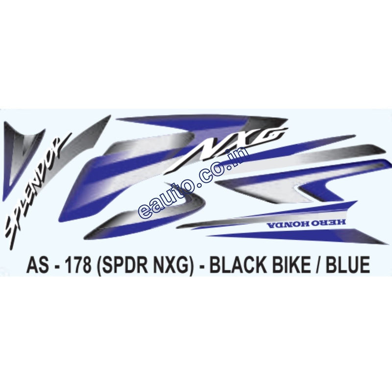 Graphics Sticker Set for Hero Honda Splendor NXG | Black Vehicle | Blue Sticker