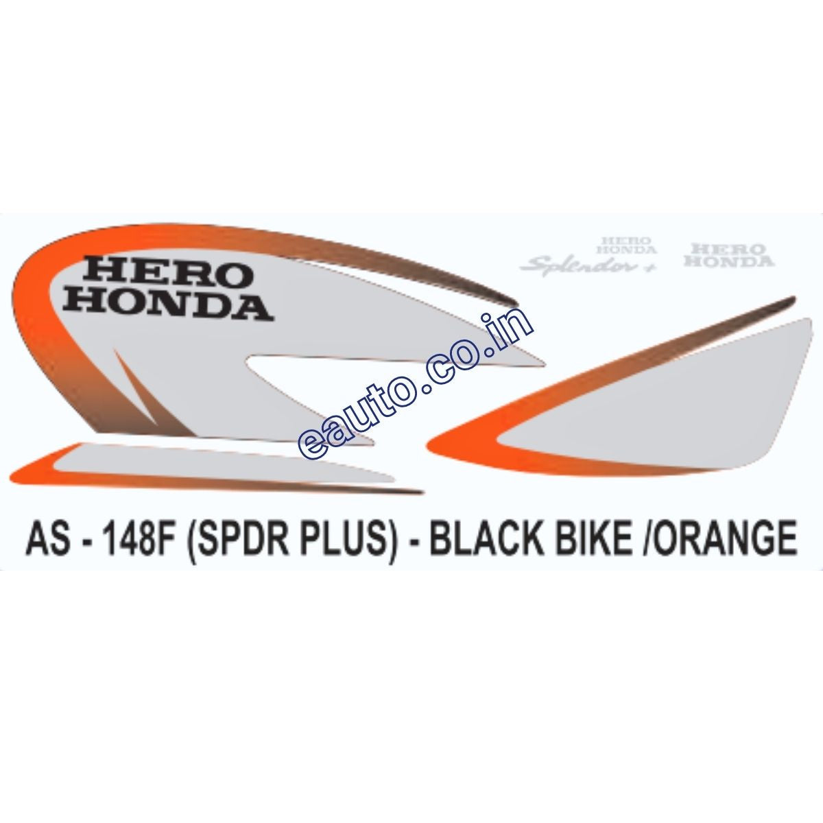 Splendor Front Sticker Graphics Sticker Set for Hero Honda Splendor Plus | Black Vehicle | Or