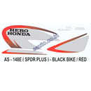 Graphics Sticker Set for Hero Honda Splendor Plus | Black Vehicle | Red Sticker