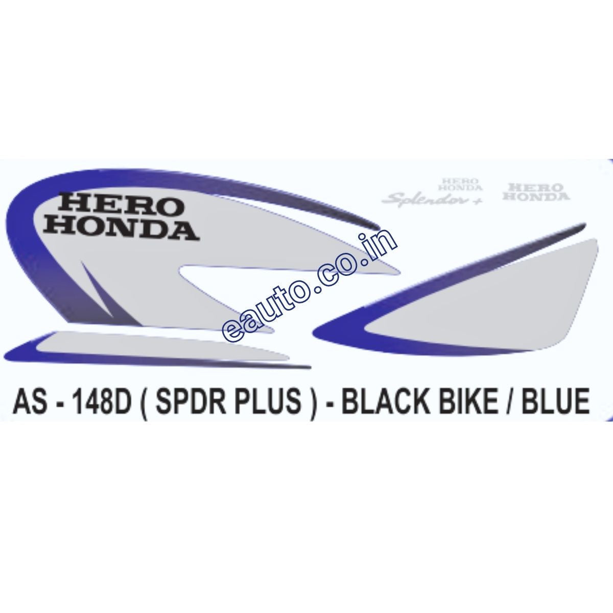 Super Splendor Sticker Graphics Sticker Set for Hero Honda Splendor Plus | Type1 | Black Vehi