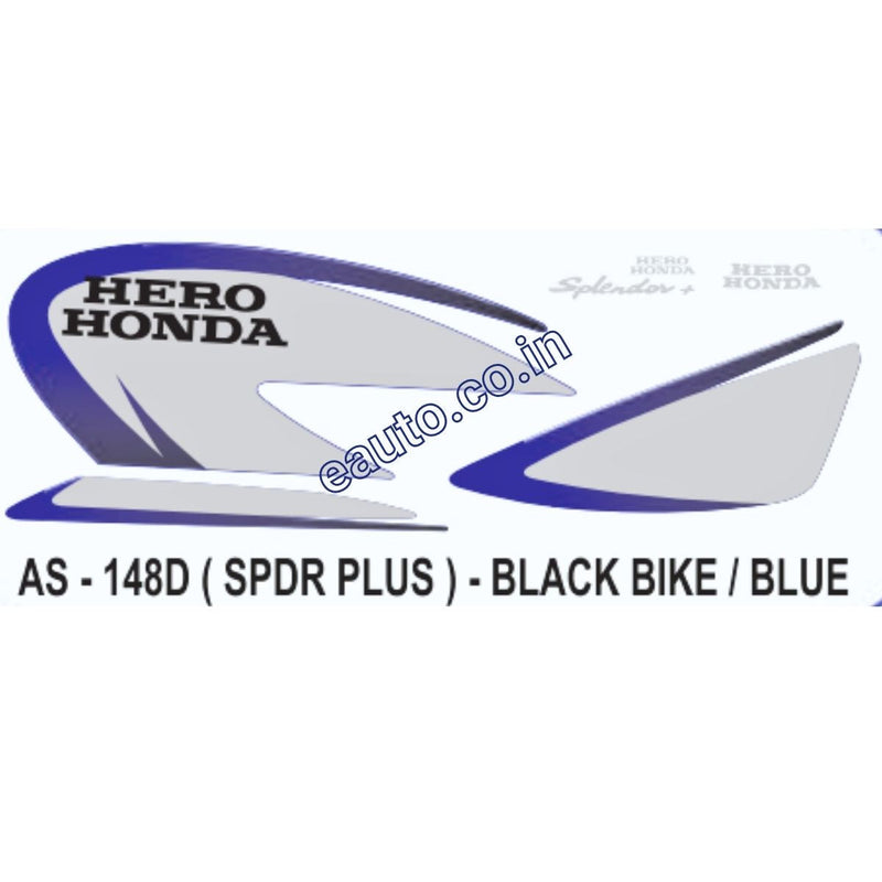 Graphics Sticker Set for Hero Honda Splendor Plus | Type1 | Black Vehi