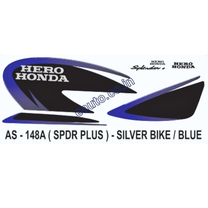 Graphics Sticker Set for Hero Honda Splendor Plus | Type1 | Silver Veh