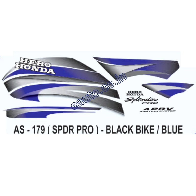 Splendor Pro Stickers Graphics Sticker Set for Hero Honda Splendor Pro | Black Vehicle | Blu