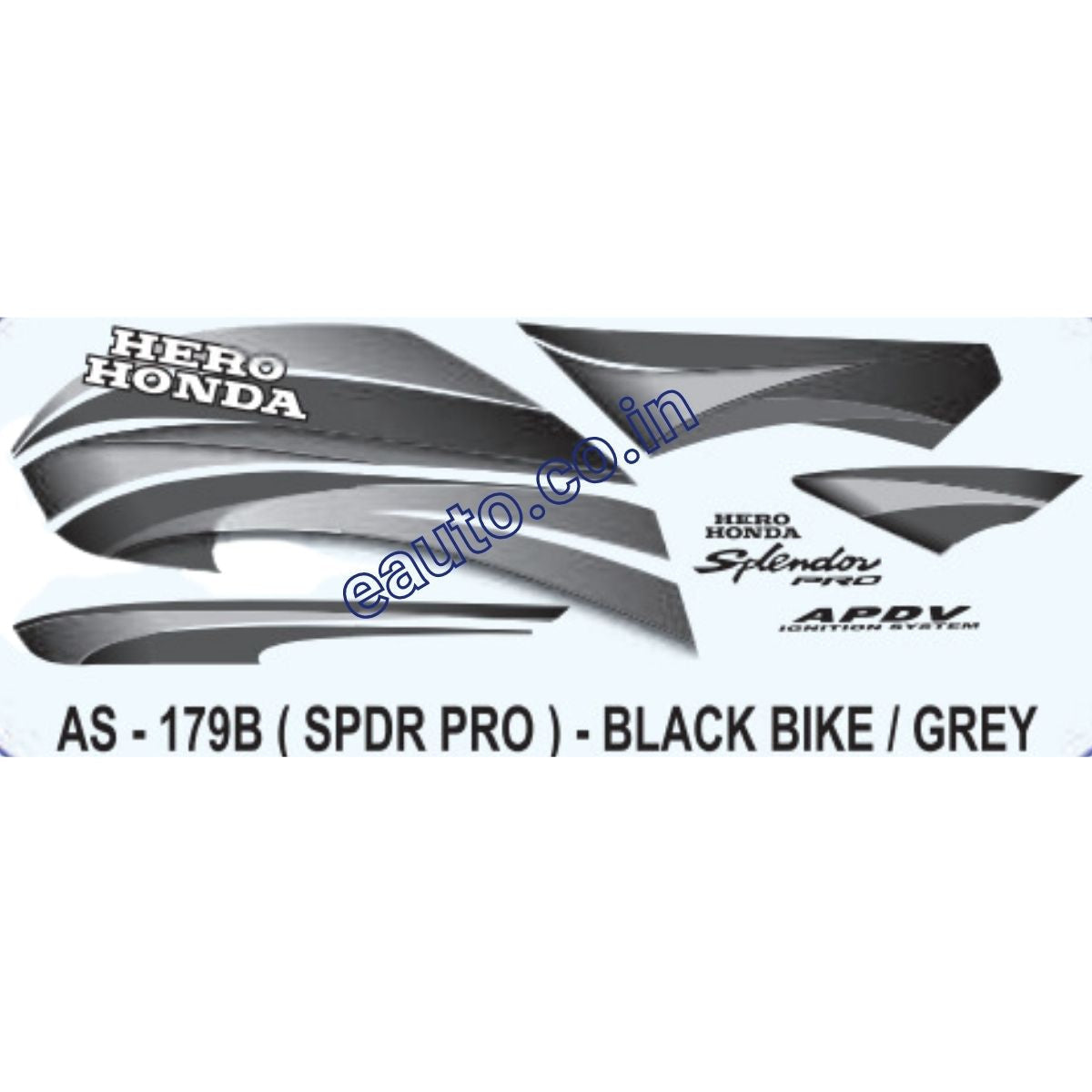Graphics Sticker Set for Hero Honda Splendor Pro | Black Vehicle | Gre