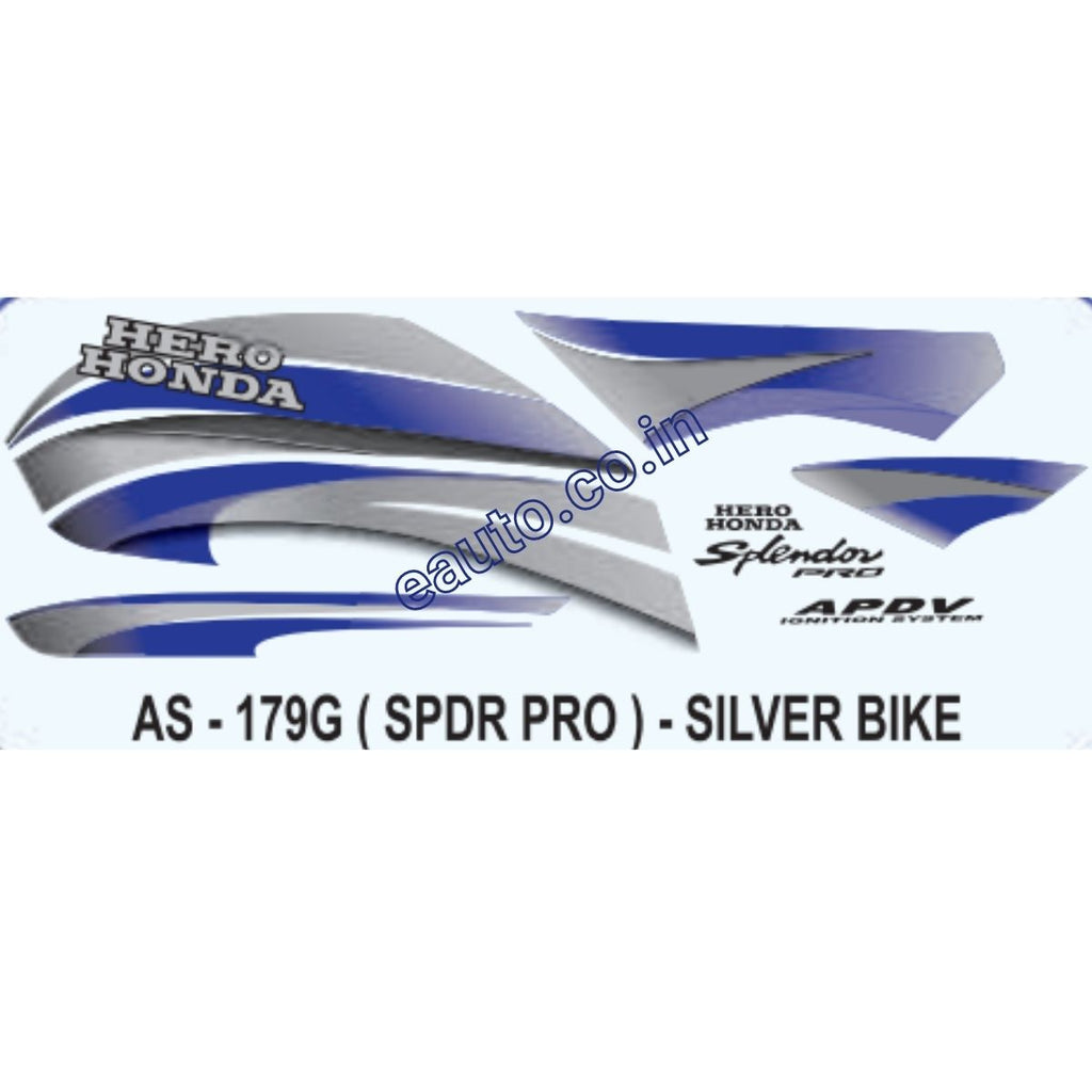 Splendor Front Sticker Graphics Sticker Set for Hero Honda Splendor Pro | Silver Vehicle | Bo