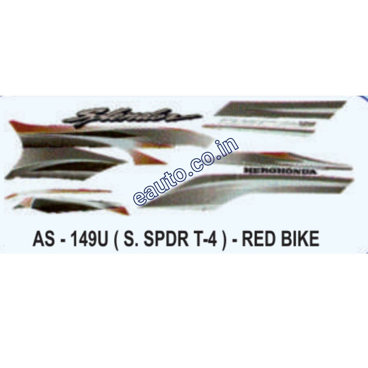Graphics Sticker Set for Hero Honda Super Splendor | Type 4 | Red Vehi