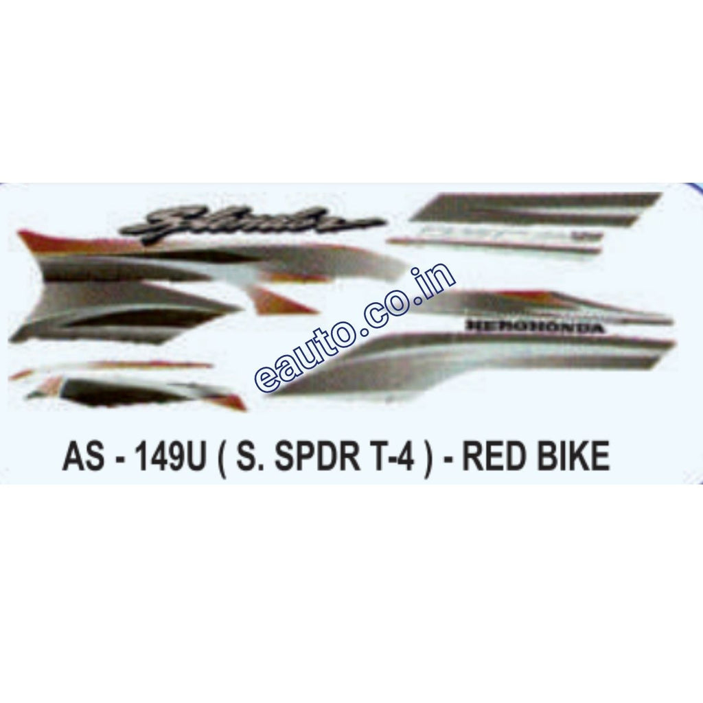 Splendor Tank Panel Sticker Graphics Sticker Set for Hero Honda Super Splendor | Type 4 | Red Vehi
