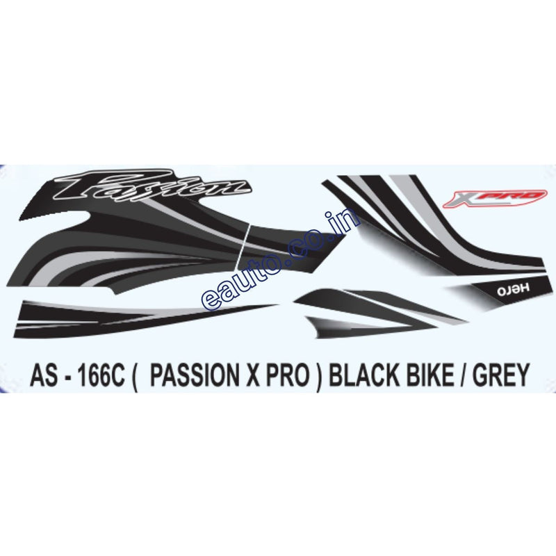 Graphics Sticker Set for Hero Passion X Pro | Black Vehicle | Grey Sticker
