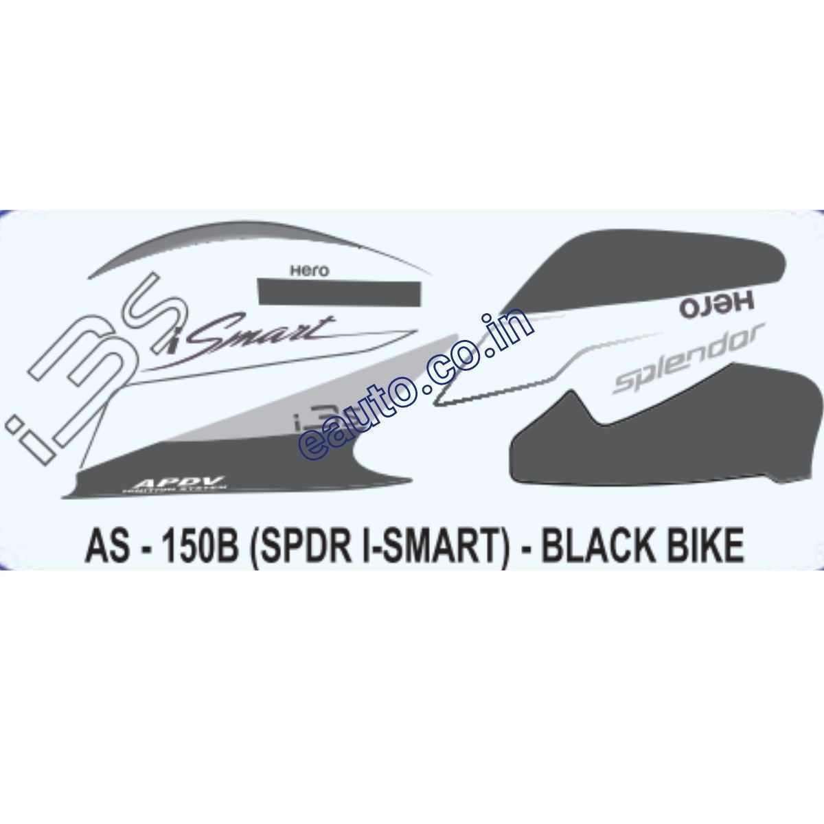Graphics Sticker Set for Hero Splendor iSmart i3S | Black Vehicle | Bo