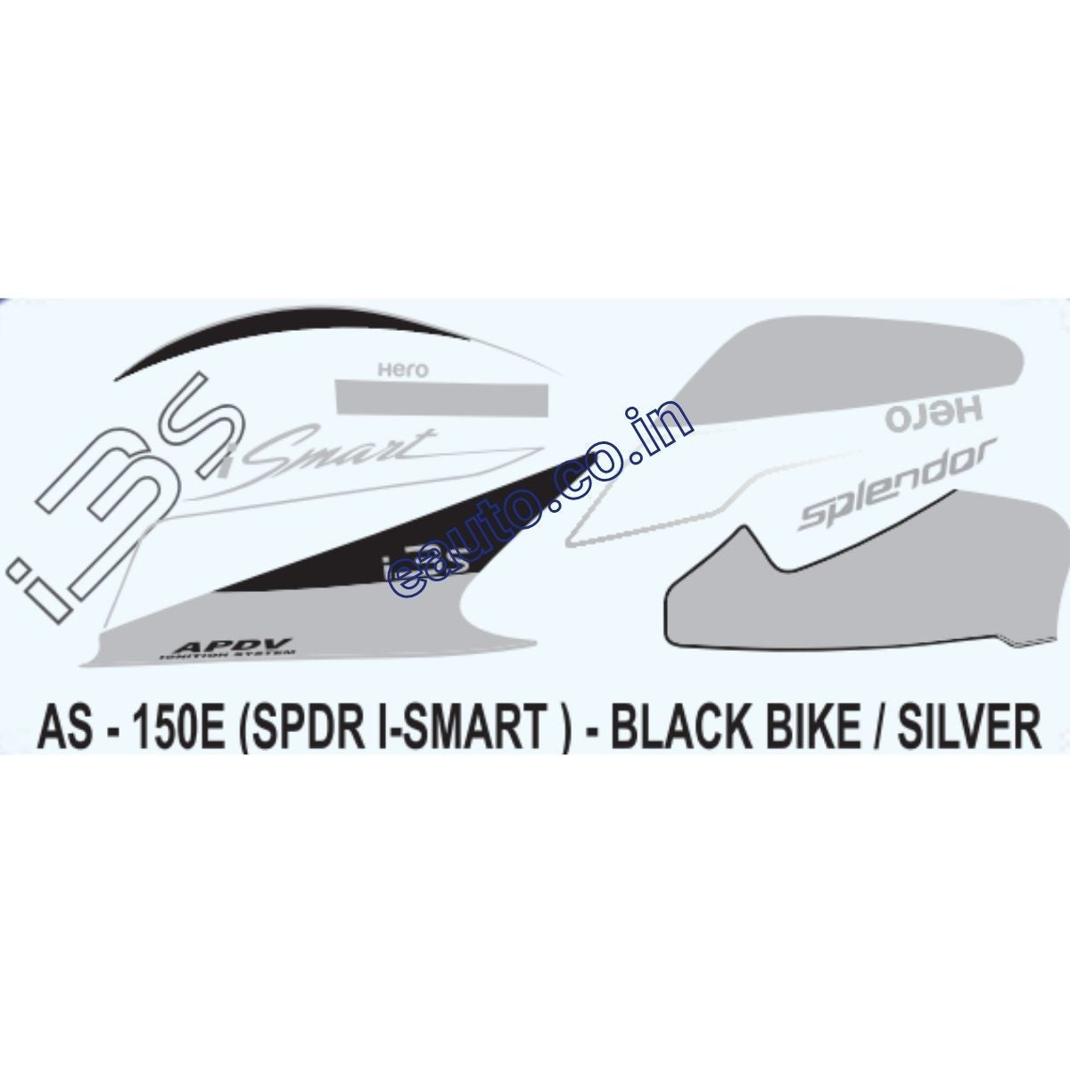Graphics Sticker Set for Hero Splendor iSmart i3S | Black Vehicle | Si