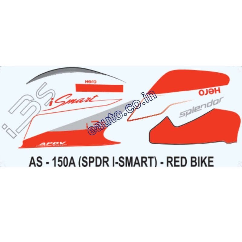 Graphics Sticker Set for Hero Splendor iSmart i3S | Red Vehicle
