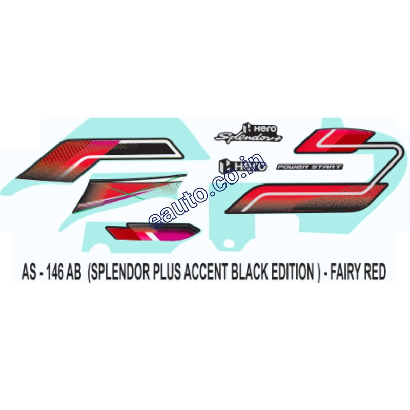 Graphics Sticker Set for Hero Splendor Plus | Accent Black Edition | Fiery Red Sticker