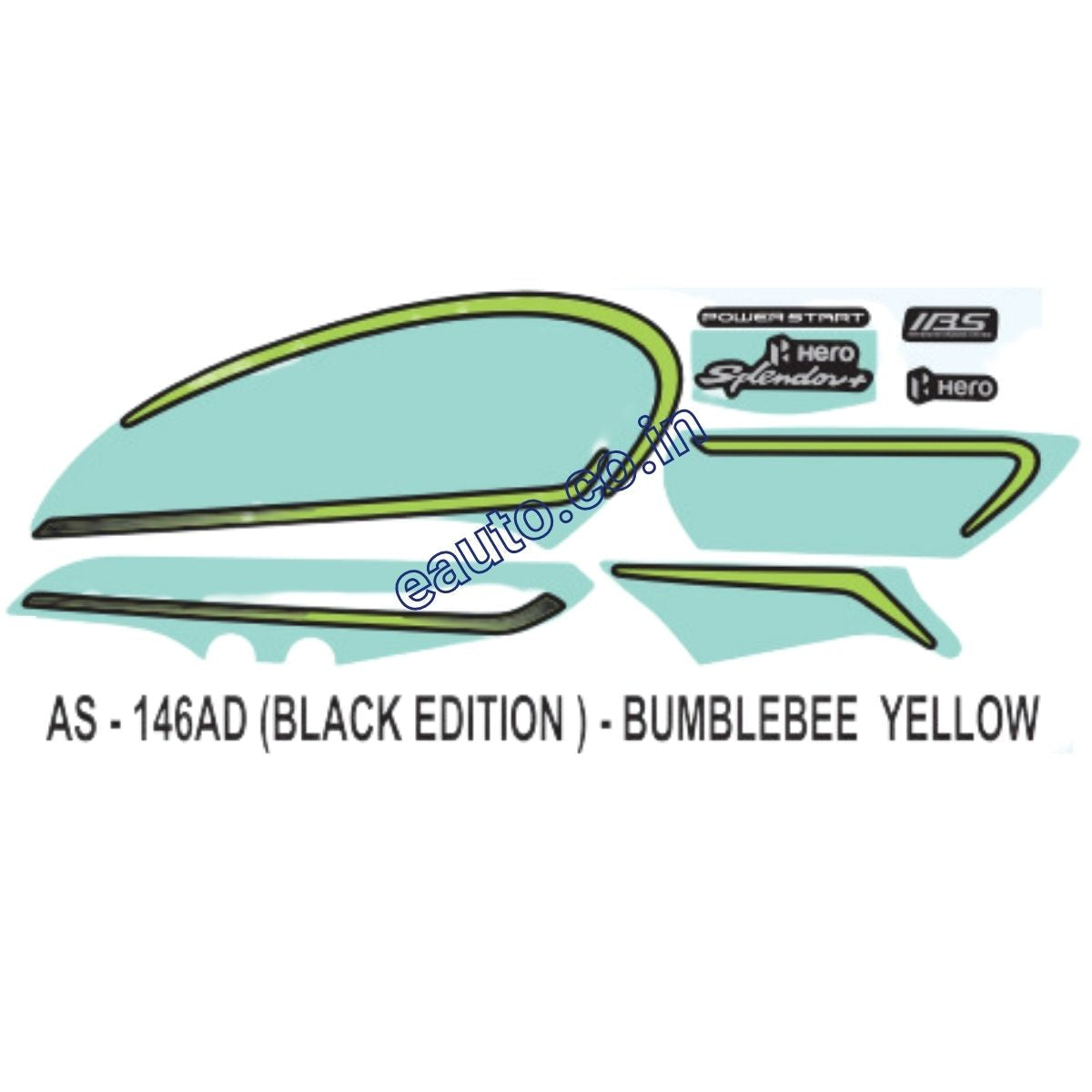 Graphics Sticker Set for Hero Splendor Plus | Black Edition | Bumblebe