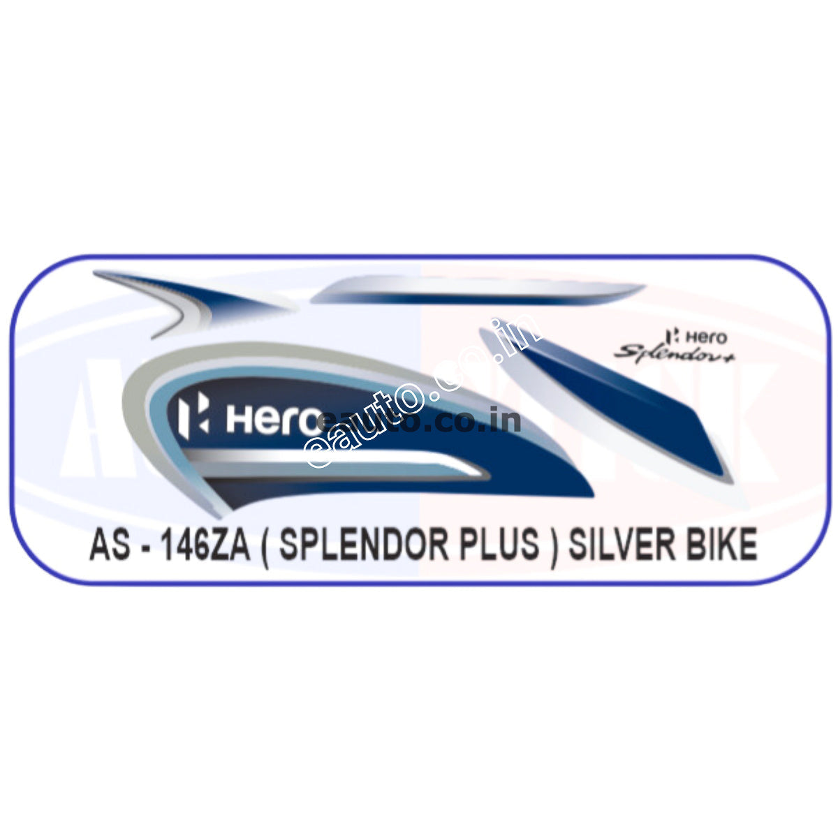 Splendor Monogram Sticker Graphics Sticker Set for Hero Splendor Plus | Silver Vehicle | Both Si