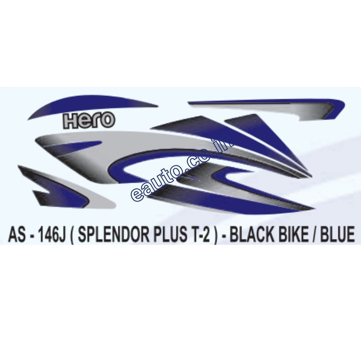 Flex Splendor Sticker Graphics Sticker Set for Hero Splendor Plus | Type 2 | Black Vehicle