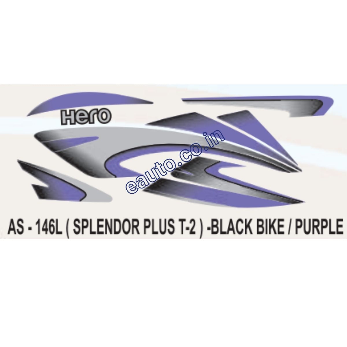 Splendor Monogram Sticker Graphics Sticker Set for Hero Splendor Plus | Type 2 | Black Vehicle