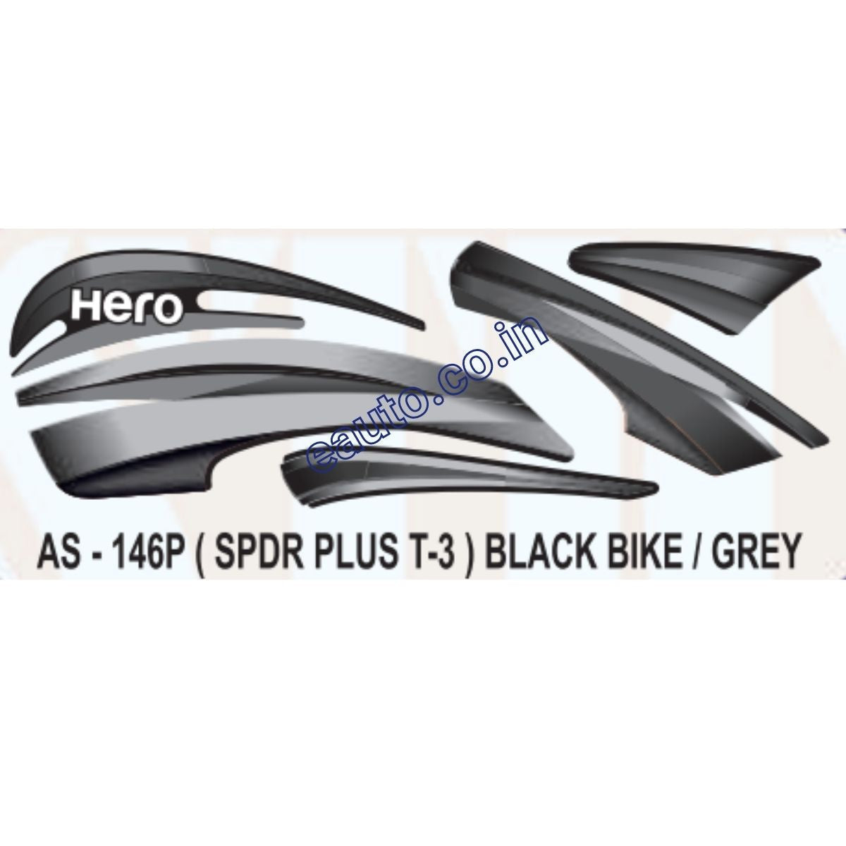 Splendor Stick E Graphics Sticker Set for Hero Splendor Plus | Type 3 | Black Vehicle