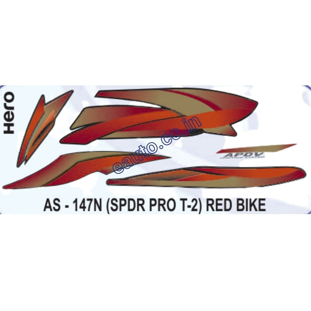 Splendor Redima Sticker Graphics Sticker Set for Hero Splendor Pro | Type 2 | Red Vehicle | Bo