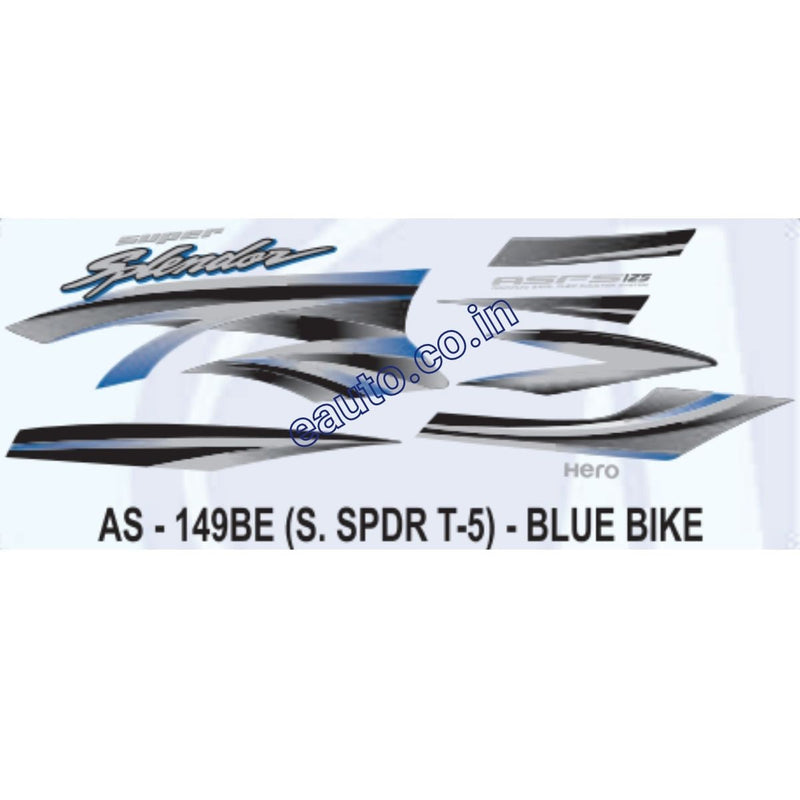 Graphics Sticker Set for Hero Super Splendor 125 | Type 5 | Blue Vehic