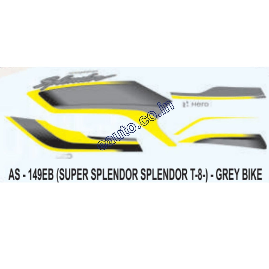 Super Splendor Sticker Graphics Sticker Set for Hero Super Splendor i3S | Type 8 | Grey Vehic