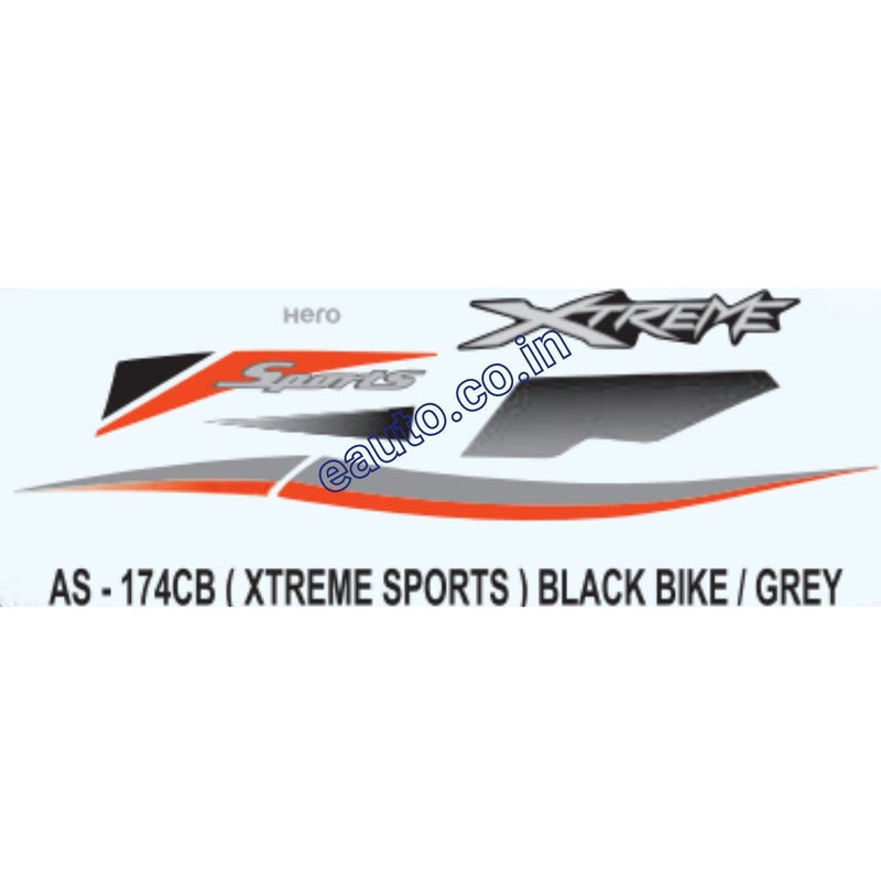 Graphics Sticker Set for Hero Xtreme Sports | Black Vehicle | Grey Sticker
