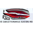Graphics Sticker Set for Honda CD Dream 110 DLX | Black Vehicle | Red Sticker