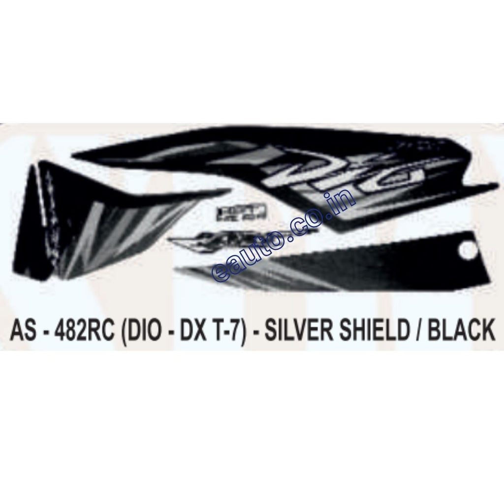 Graphics Sticker Set for Honda Dio DX | Type 7 | Silver & Black Sticke