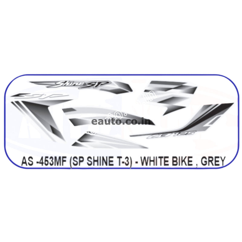 Graphics Sticker Set for Honda SP Shine | Type 3 | White Vehicle | Gre