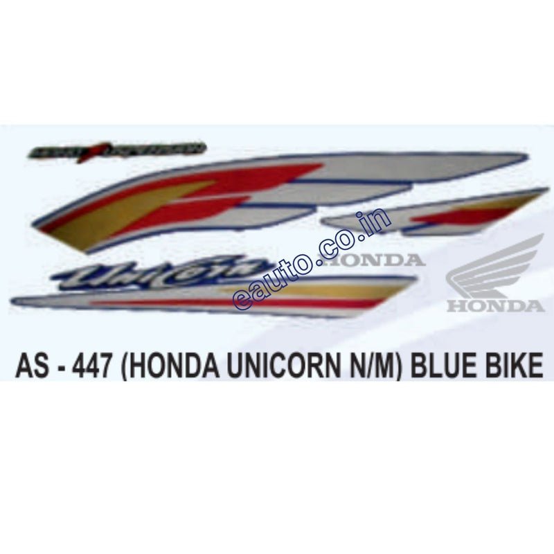 Graphics Sticker Set for Honda Unicorn | New Model | Blue Vehicle