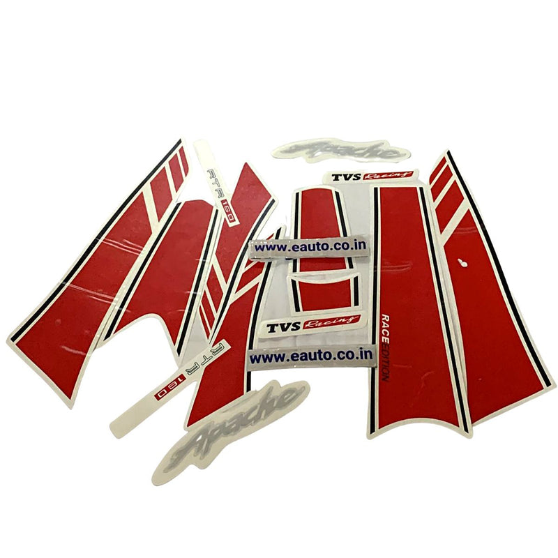 Graphics Sticker Set for TVS Apache RTR 160 2018 Model Red Vinyl Decal Set Both Sides