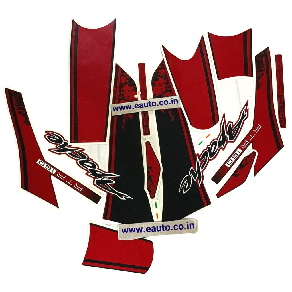 Red Rtr Graphics Kit Graphics Sticker Set for TVS Apache RTR 160 | Hyper | Grey | Vinyl Dec