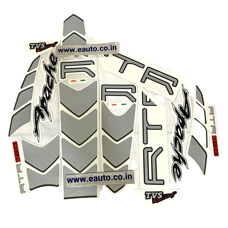 Graphics Sticker Set For Tvs Apache Rtr 180 | White Bike Vinyl Decal