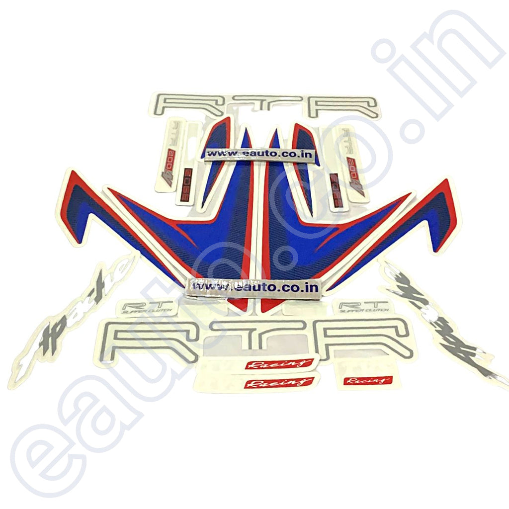 Red Rtr Graphics Kit Graphics Sticker Set for TVS Apache RTR 200 4V | Blue Bike | Red Stick
