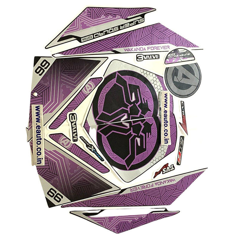 Graphics Sticker Set For Tvs Ntorq 125 | Super Squad Edition Black & Purple Vinyl Decal