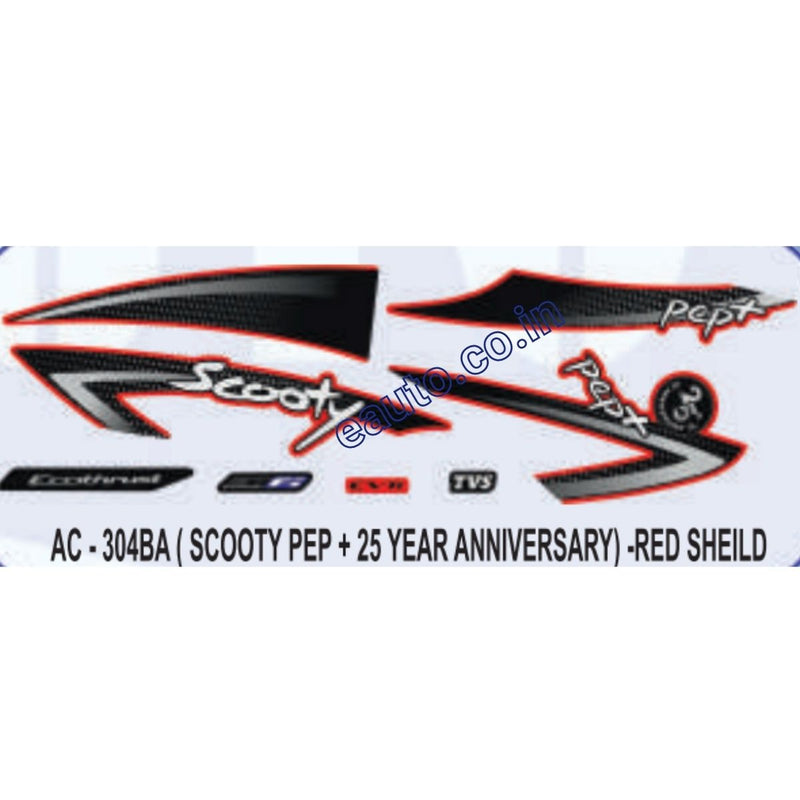 Graphics Sticker Set for TVS Scooty Pep Plus | 25 Year Aniversary | Red Sticker