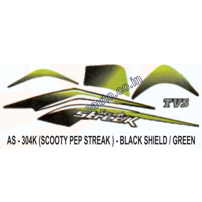 Graphics Sticker Set for TVS Scooty Pep Streak | Black & Green Sticker