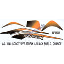 Graphics Sticker Set for TVS Scooty Pep Streak | Black & Orange Sticker