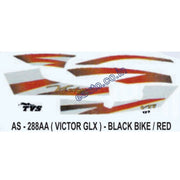 Graphics Sticker Set for TVS Victor GLX | Black Vehicle | Red Sticker | Both Sides